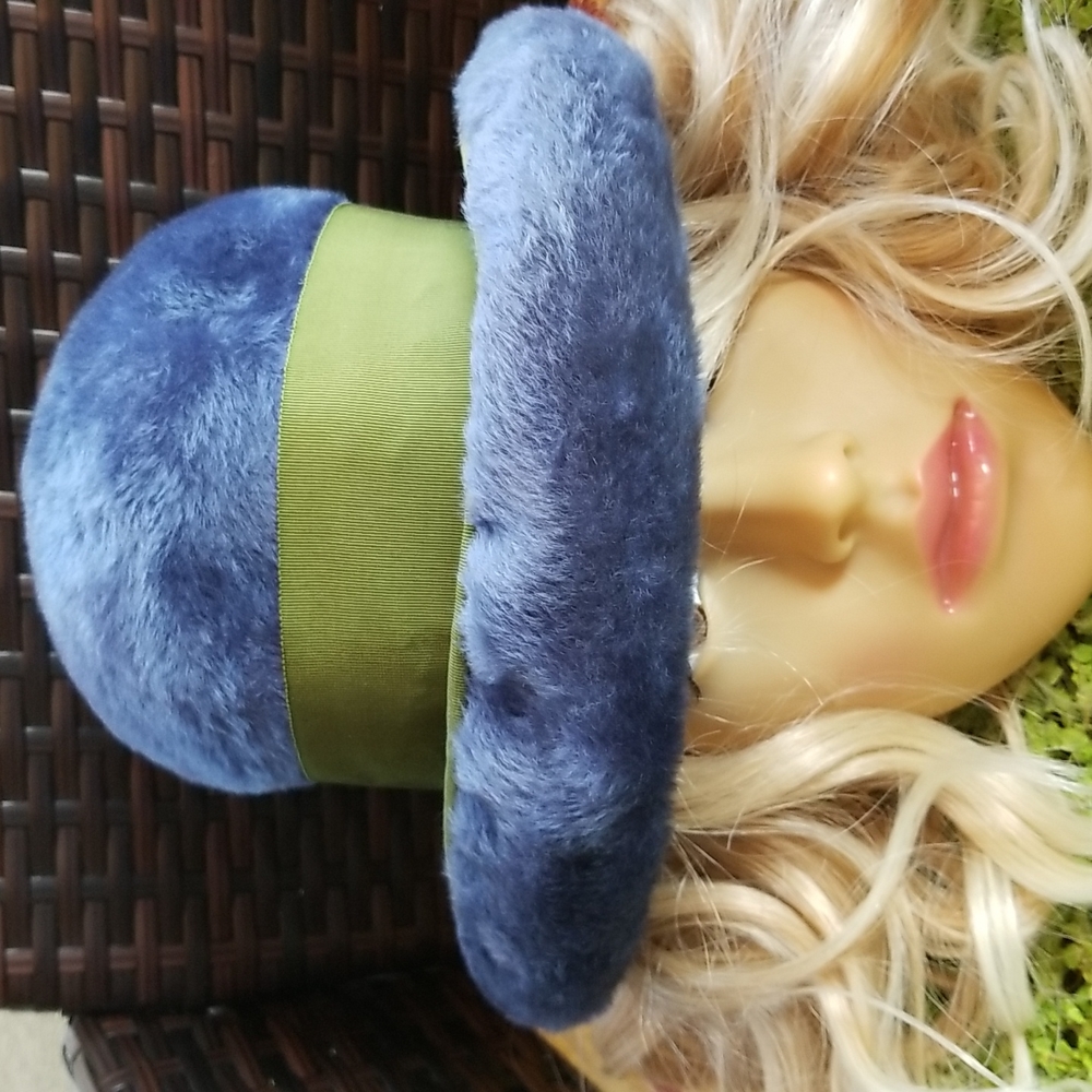 60's DIOR CHRISTIAN Lord & Taylor Union Tag RARE Blue Angora Collector Chapeax